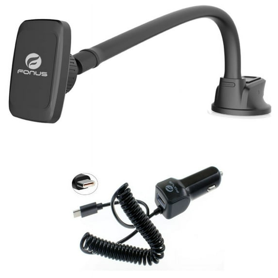 Holder Magnetic Car Mount w Type-C 3.1A Charger G9X for Blackberry KEYone, Key2 LE - BLU G9, Vivo XI Plus 5 - CAT S61 S48c - Coolpad Legacy - Essential Phone (PH-1) - Google Pixel XL 3a XL 3