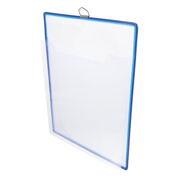 Blue Hanging File Organizer with Transparent Pockets for Home Office Storage Plastic