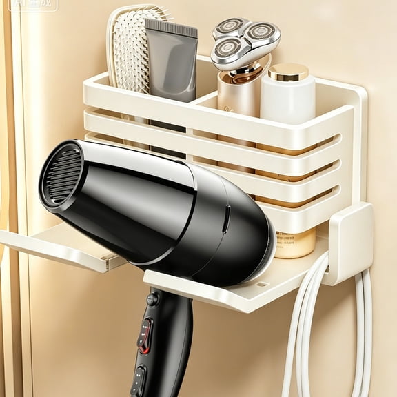 Holder Wall Mount No Drill – Metal Bathroom Rack with Comb and Razor Storage, Rustproof Space Saving Organizer for Small Bathroom Countertops and Renters