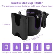 Holder for cups and mobile phone stand, mobility vehicles, wheelchairs - includes phone stand - 360  rotatable design - suitable for cylindrical objects 2 - 5 centimeters in diameter