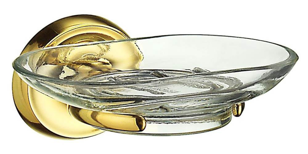 Polished Brass Wall-Mounted Oval Glass Soap Dish
