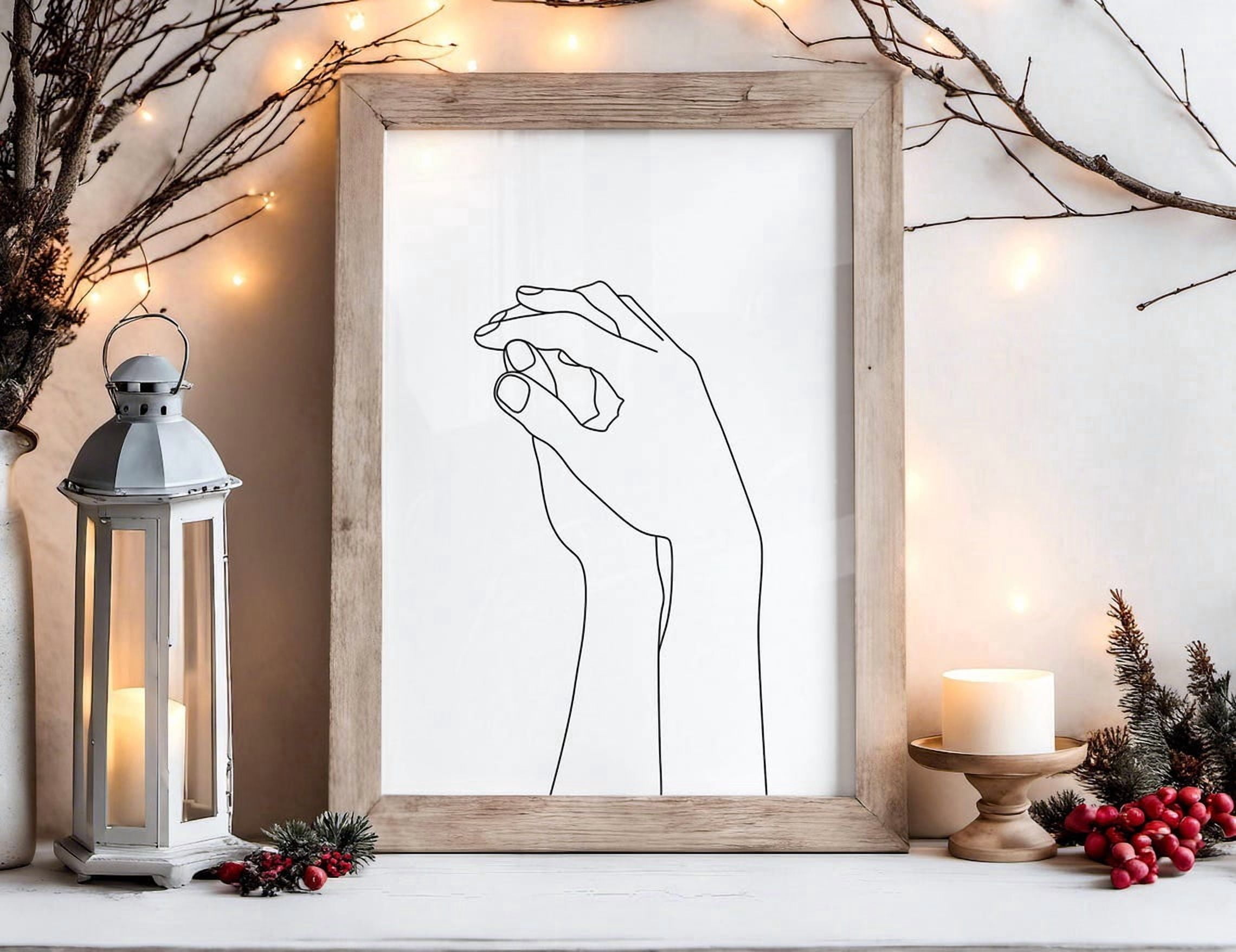 Holding Hands Couple Wall Art Print, Minimalist Line Home Decor ...