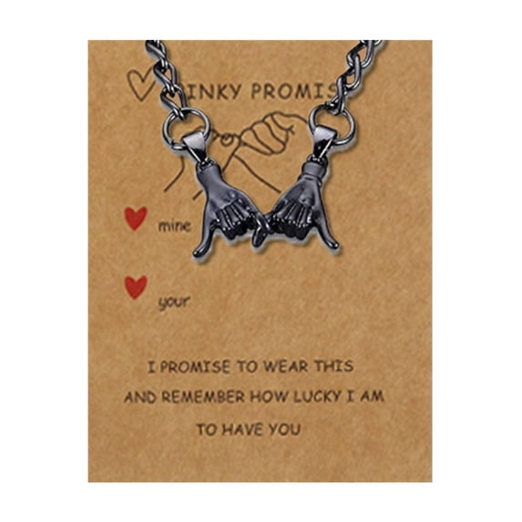 Holding Hands Matching Key chain - Silver Pinky Promise Necklaces Set Couple Jewelry Valentine's Gift Set for Couples Boyfriend Girlfriend