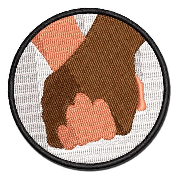 Holding Hands Romantic Couple Applique Multi-Color Embroidered Iron-On Patch - 2.5 Inch Small
