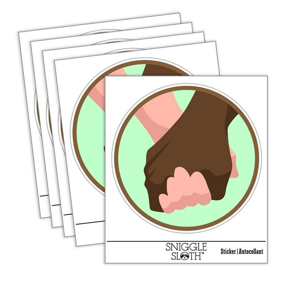 Holding Hands Romantic Couple Car Window Bumper Water Bottle Phone Tablet Laptop Waterproof Vinyl Decal Sticker Set 5-Pack - Gloss Finish - 2.0"