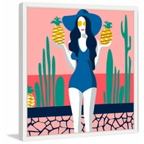 Holding Pineapples Framed Painting Print