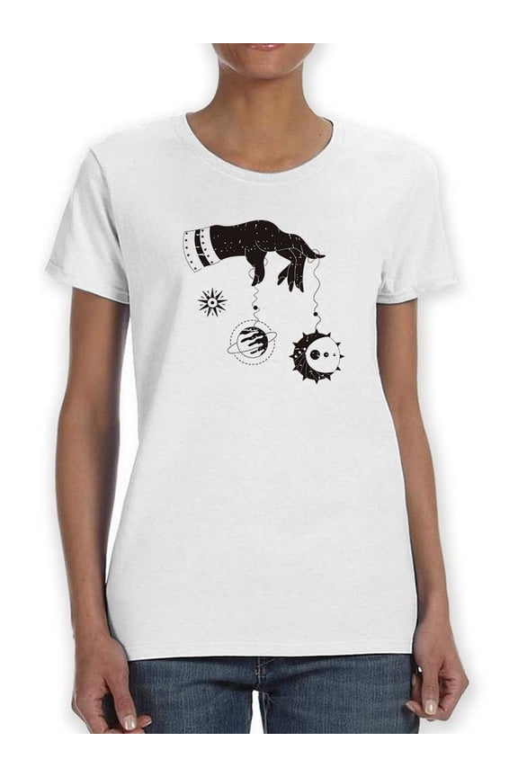 Holding Space Planets Shaped T-Shirt Women -Image by Shutterstock, Female 3X-Large