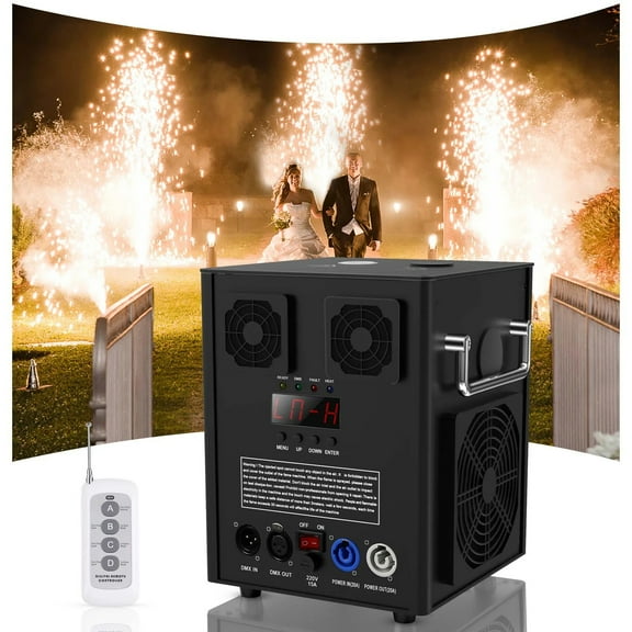JAJALUYA Cold Spark Machine DMX Firework Machine 3-16ft Adjustable for Wedding Stage Party DJ Disco,Black