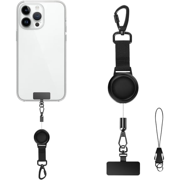 Phone Lanyard, Phone Tether Retractable Anti Theft Phone Case Clip with Locking Carabiner