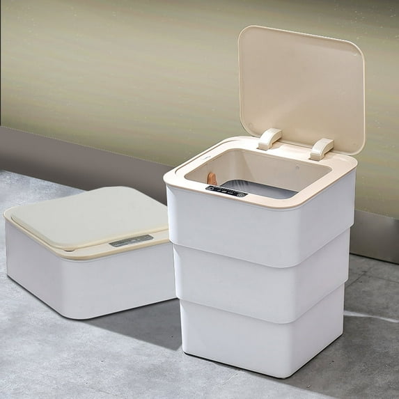 Holdpeak 18L/4.8 gal Folding Touchless Trash Can with Aromatherapy Mode for Home, White