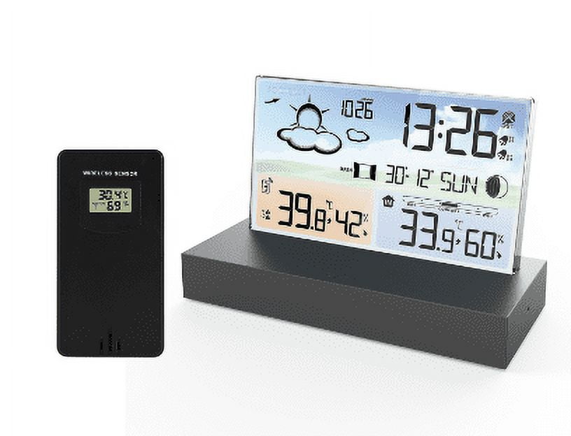 2 Stück Indoor LCD Digital Temperatur mit LCD-Anzeige Temperaturmesser  Feuchtigkeitsmesser und System 12 Stunden / 24 Stunden mit Alarm