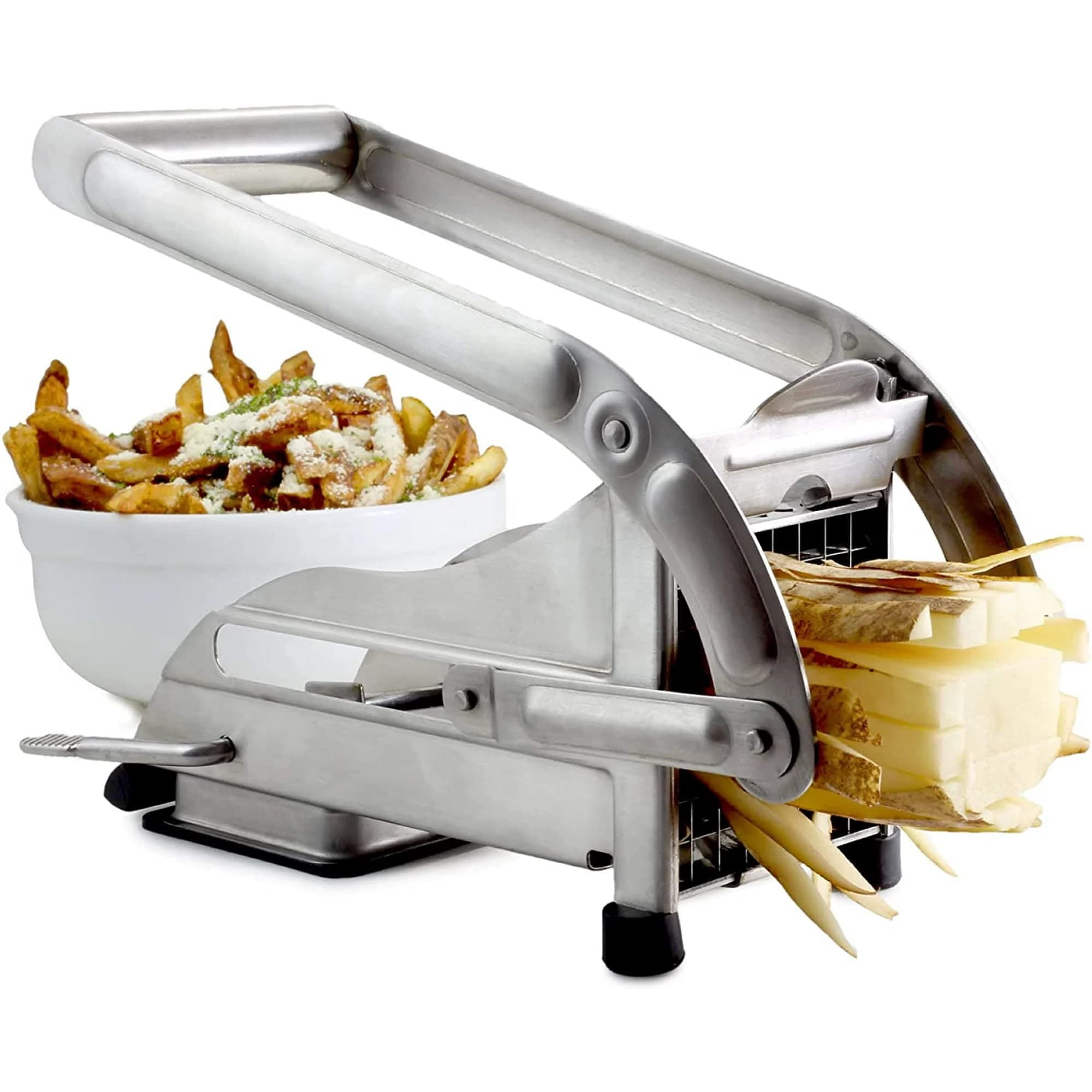 Stainless Steel French Fry Cutter with Suction Base and 2 Blades