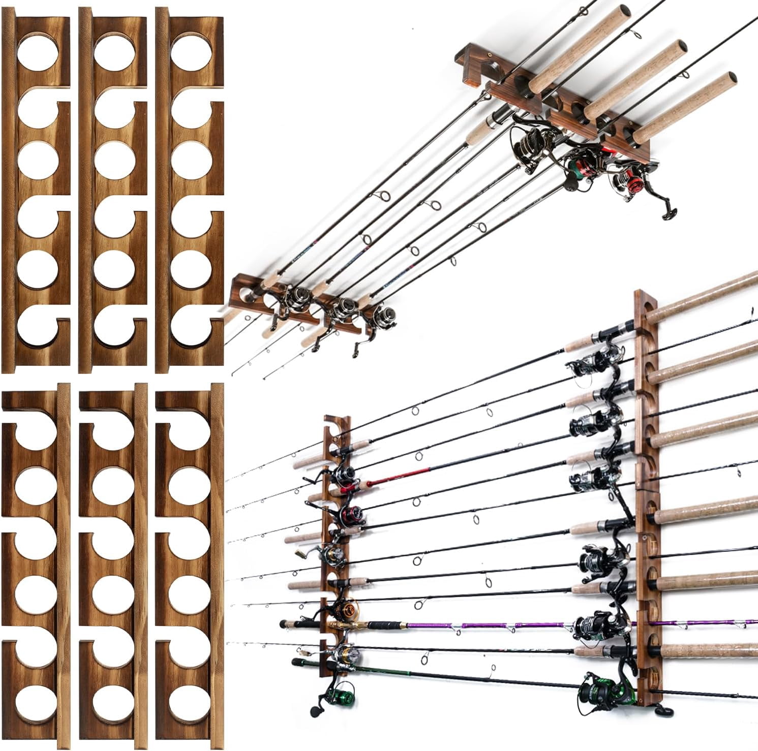 Storage For Rods Holds Up to 12 Rods Fishing Pole Racks Wall or Ceiling Mounted Holders ...