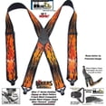 thumbnail image 1 of Holdup Brand Flame Pattern Heavy Duty Biker X-back Suspenders with Jumbo Gripper Clasps, 1 of 4