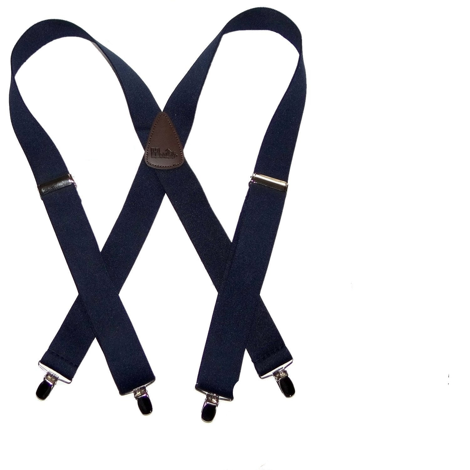 Classic Black XL 54" Men's Suspenders with Leather Crosspatch