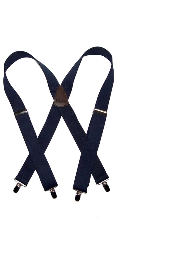 Classic Series Black XL 54"longer Suspenders in X-back style with Patented No-slip Clips.