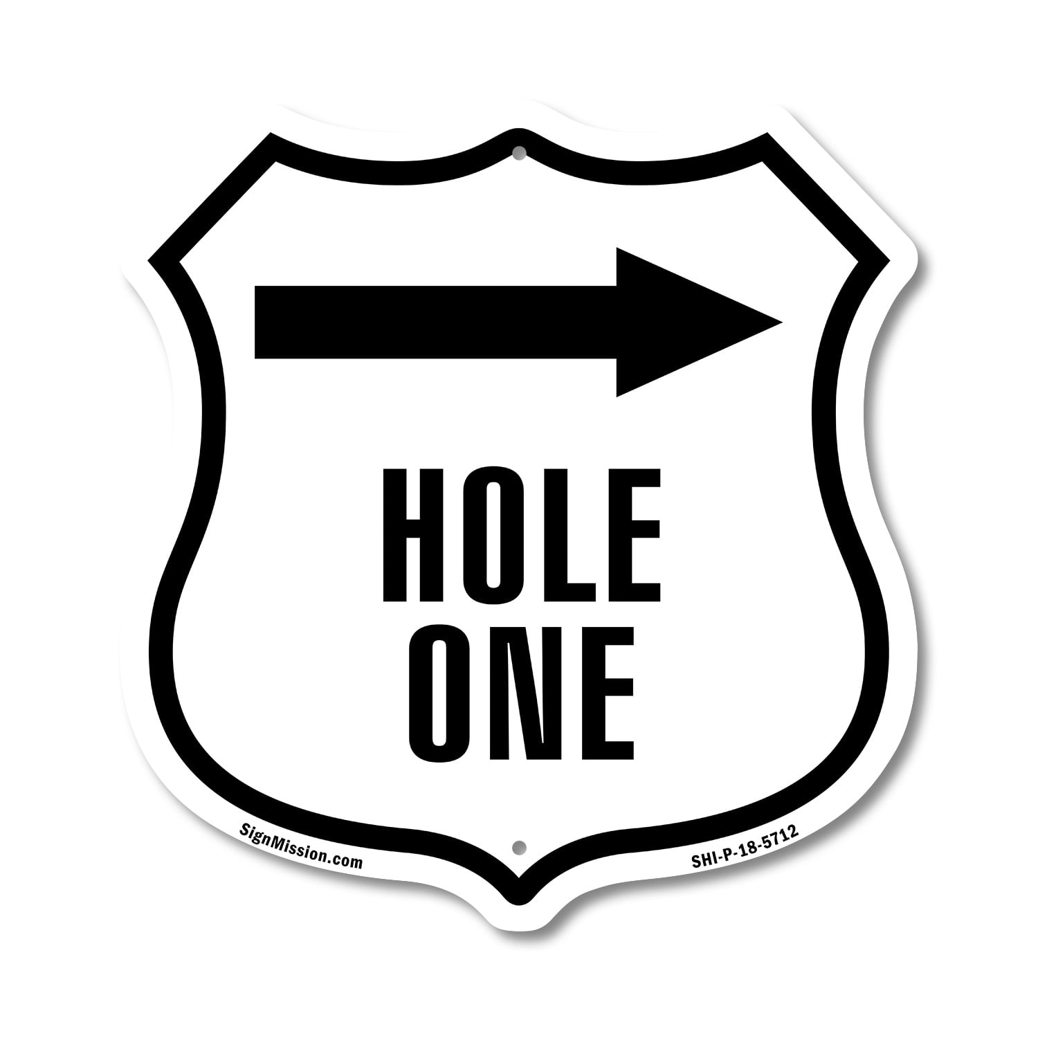 Hole 1 Right 12 inch X 12 inch Shield-Shaped Rust-Free Aluminum Metal ...