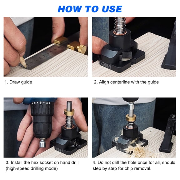 Hole 35mm Concealed Hinge Drilling Jig Hole Guide With Screw Clamp Hex Socket Drill Bit For Cabinet Doors Woodworking