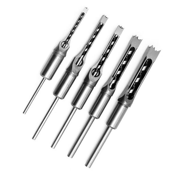 Hole 7pcs Square Hole Drill Bit Woodworking Hole Saw Mortising Chisel Steel Drill Bits Set 1/4 Inch, 5/16 Inch, 3/8 Inch, 2/5 Inch, 1/2 Inch, 9/16 Inch, 5/8 Inch For Wood
