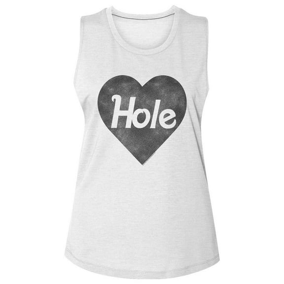 Hole Black Heart Logo White Women's Sleeveless T-Shirt