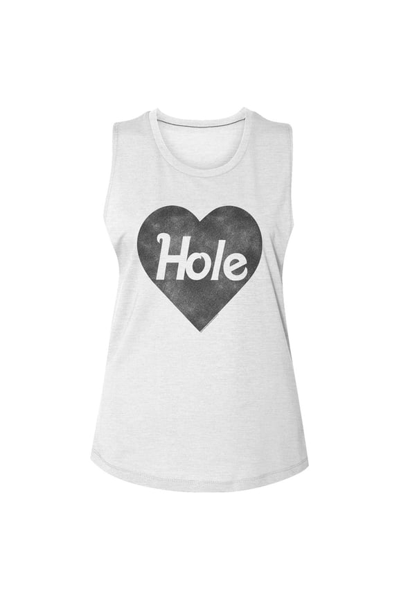 Hole Black Heart Logo White Women's Sleeveless T-Shirt