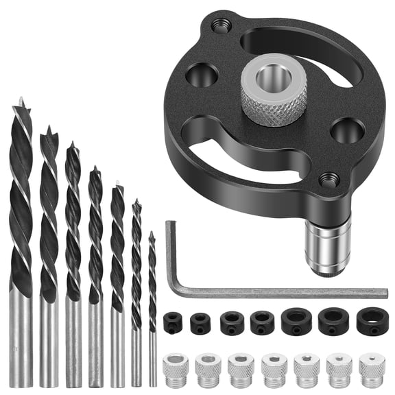 Hole Drill Positioner Locator Adjustable Self Centering Drill Bit Set Solid Self Centering Doweling Jig Anti Slip Round Jig Punch Locator for Woodworking