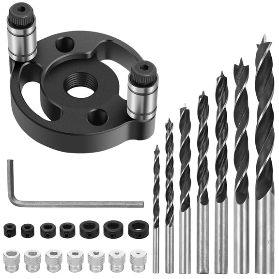Hole Drill Positioner Locator Adjustable Self Centering Drill Bit Set Solid Self Centering Doweling Jig Anti Slip Round Jig Punch Locator for Woodworking