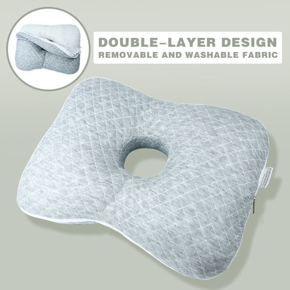 Hole Ear Pillow for Side Sleepers,Ear Protector Pillow with Hole for Elderly Patients,Pressure Relief Ear Piercing Pillow for Adults,Ergonomic Cervical Support Pillow for Salon Hospital Home Use