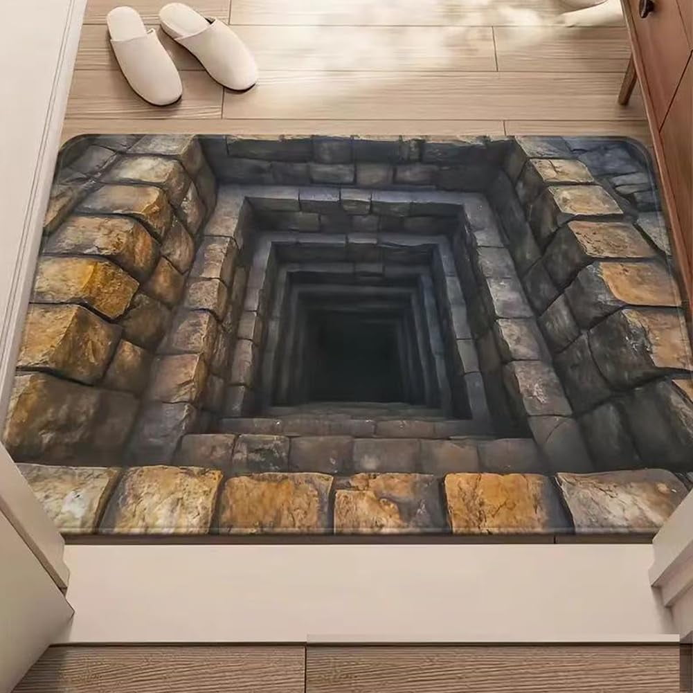 Visual Presentation Rugs Hole in The Floor Rug, Brick Bottomless Hole Area Rug for Living Room ...