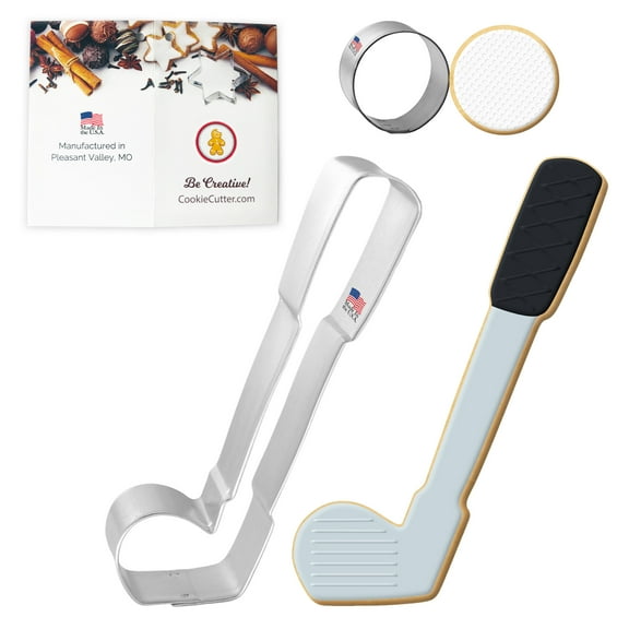 Hole In One Cookie Cutter Set - 2 Pieces - 4 in Golf Club, 1 in Round Ball - Foose Cookie Cutters - US Tin Plated Steel HS0418