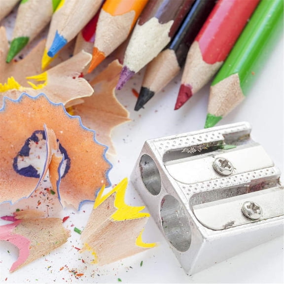 Hole Metal Pencil Sharpener for Precise Manual Sharpening Rectangular Design hole pencil sharpener crafted from metal for lasting performance in classroom or crafting, 2.3 cm×2.4 cm×1.3 cm, Silver