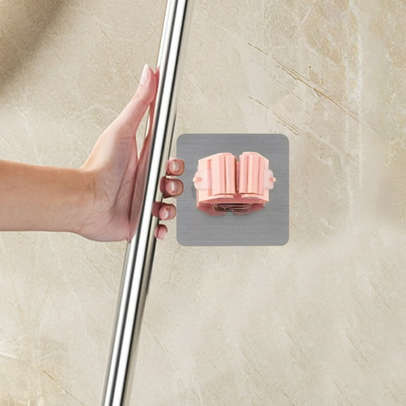 No Hole Mop Hook, Blue Wall-Mounted Hanger, Bathroom Kitchen Cleaning Tool Holder, Plastic Material, Integrated Design, Strong Bearing Capacity, Easy Installation, Space-Saving