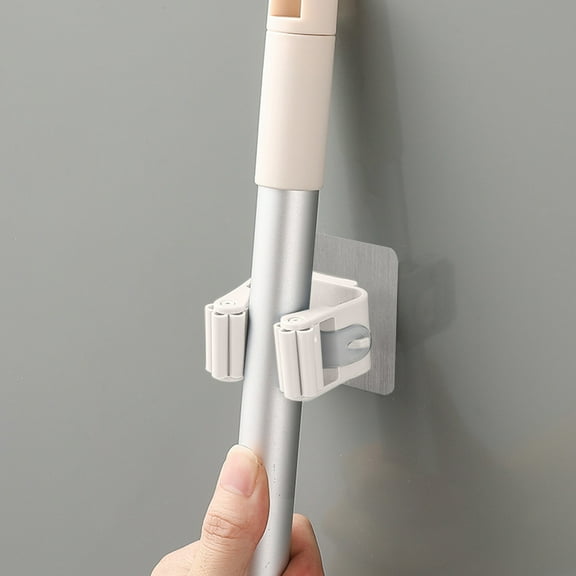 No Hole Mop Hook, Blue Wall-Mounted Hanger, Bathroom Kitchen Cleaning Tool Holder, Plastic Material, Integrated Design, Strong Bearing Capacity, Easy Installation, Space-Saving