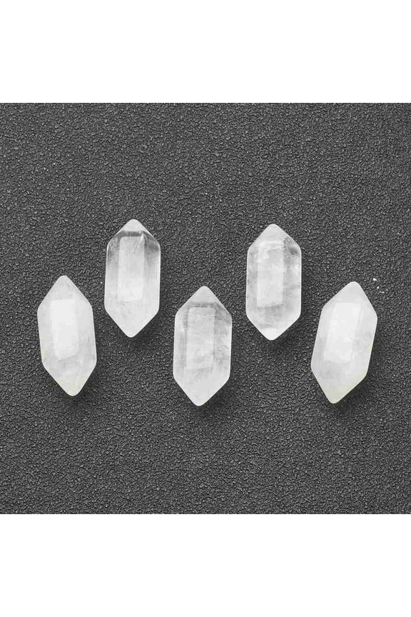 No Hole Natural Quartz Healing Stones Reiki Energy Balancing Meditation Therapy Wand Double Terminated Points For Wire Wrapped Pendants Making 19~22x7~8mm