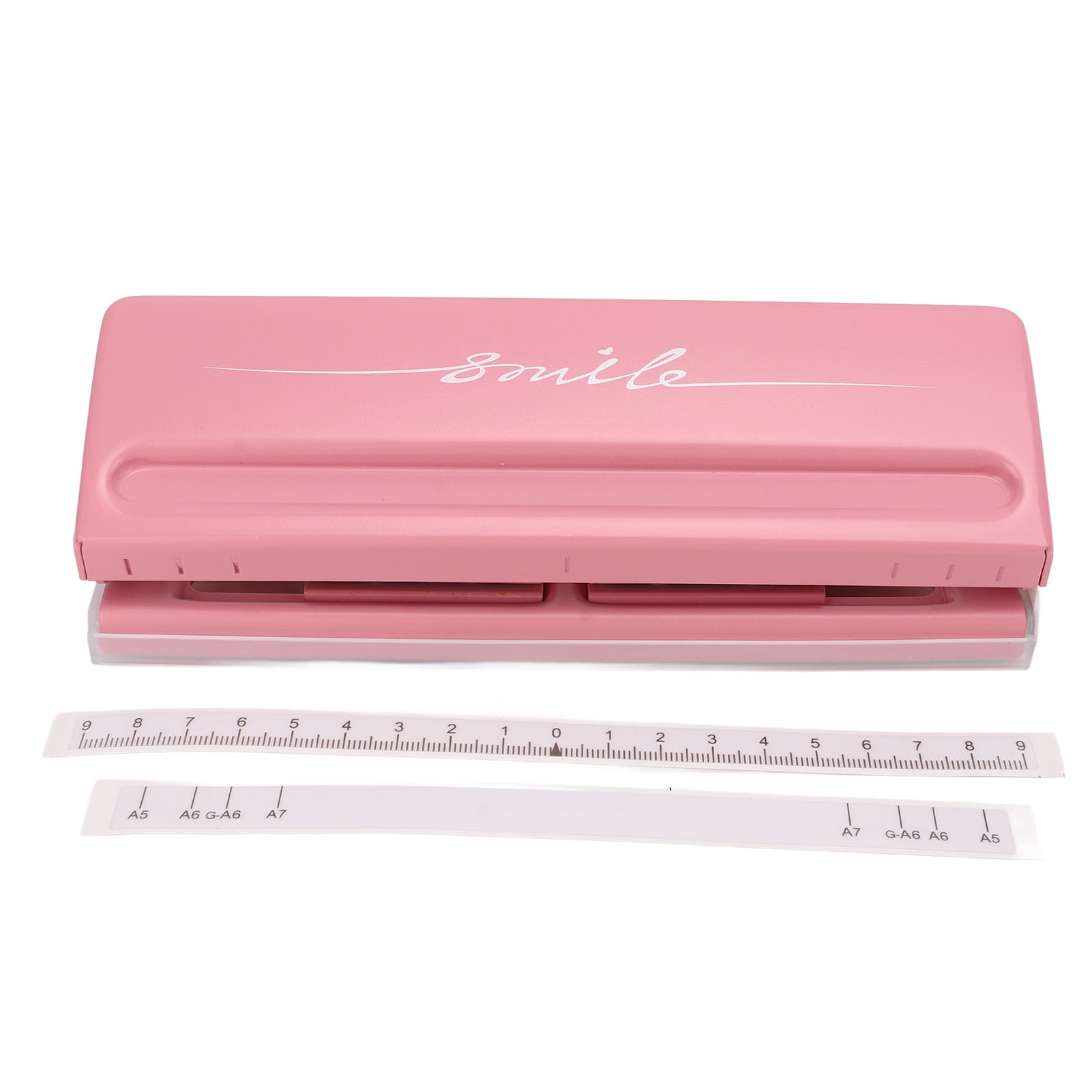 Hole Puncher,6 Hole Punch Pink Anti Slip Metal Structure 6 Hole Spacing Paper Planner Inserts Hole Punch,Planner Punch