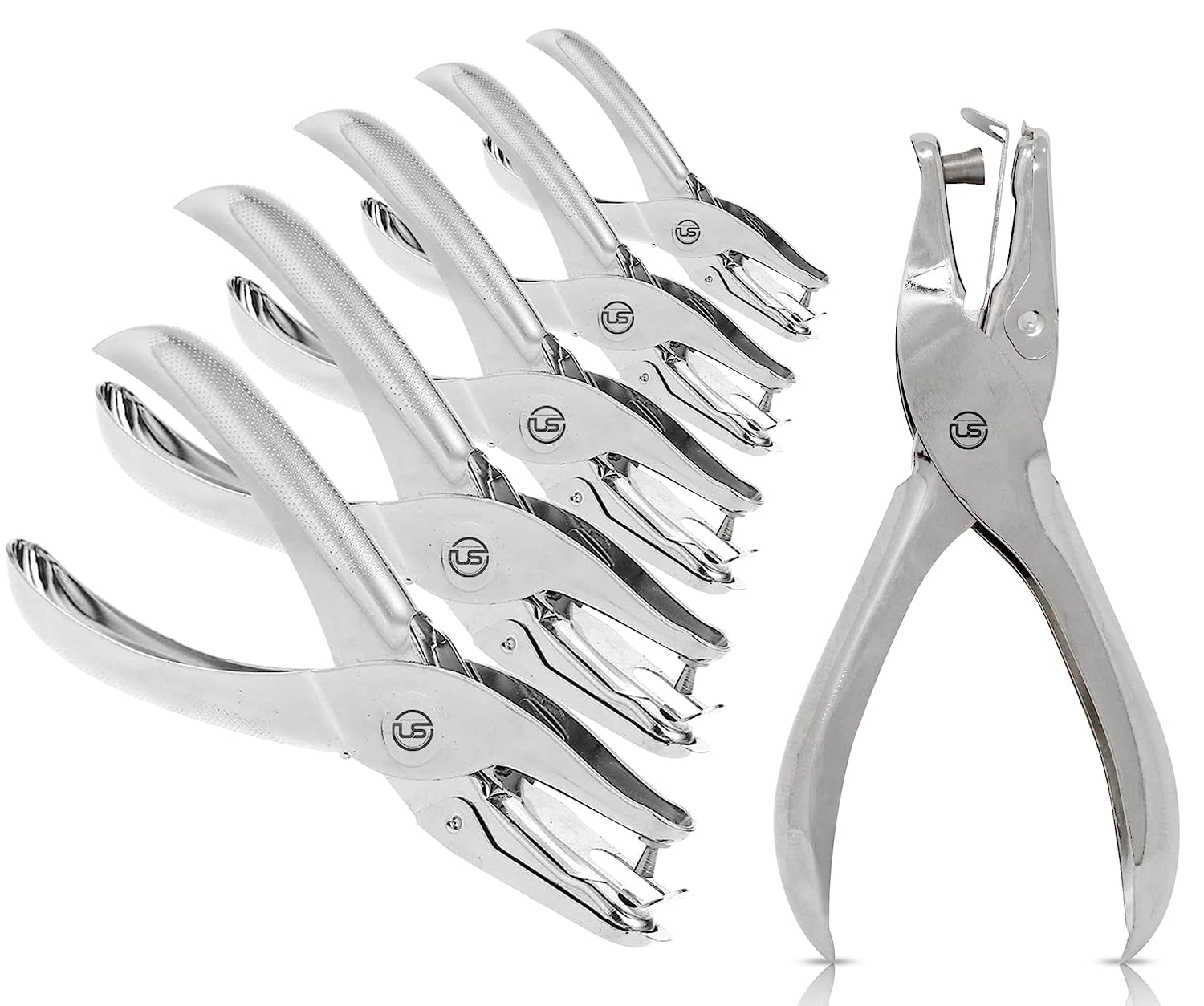 Hole Puncher, 6 Pack, 8 Sheet Capacity Single Hole Punch, Silver Color, Paper Punch for Paper, 1 Hole Puncher Single