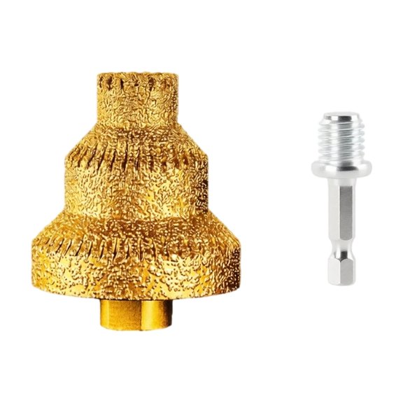 Hole Saw Drill Bit Set, Sharp Serrated M14 Titanium Plated Step Countersink with Hex Shank Adapter, 2 Pack for Glass Tile Ceramic Stone Granite Drilling and Cutting Home Improvement Construction Work