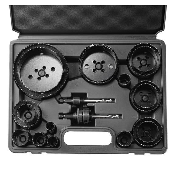 Hole Saw Kit, 18 PCS Saw Blades, 6 Drill Bits, 1 Hex Wrench, General Purpose Size from 3/4" to 4-1/2", Bi Metal M42 Hole Saw Set with Carrying Case, Ideal for Wood Board, Plastic and Iron Plate