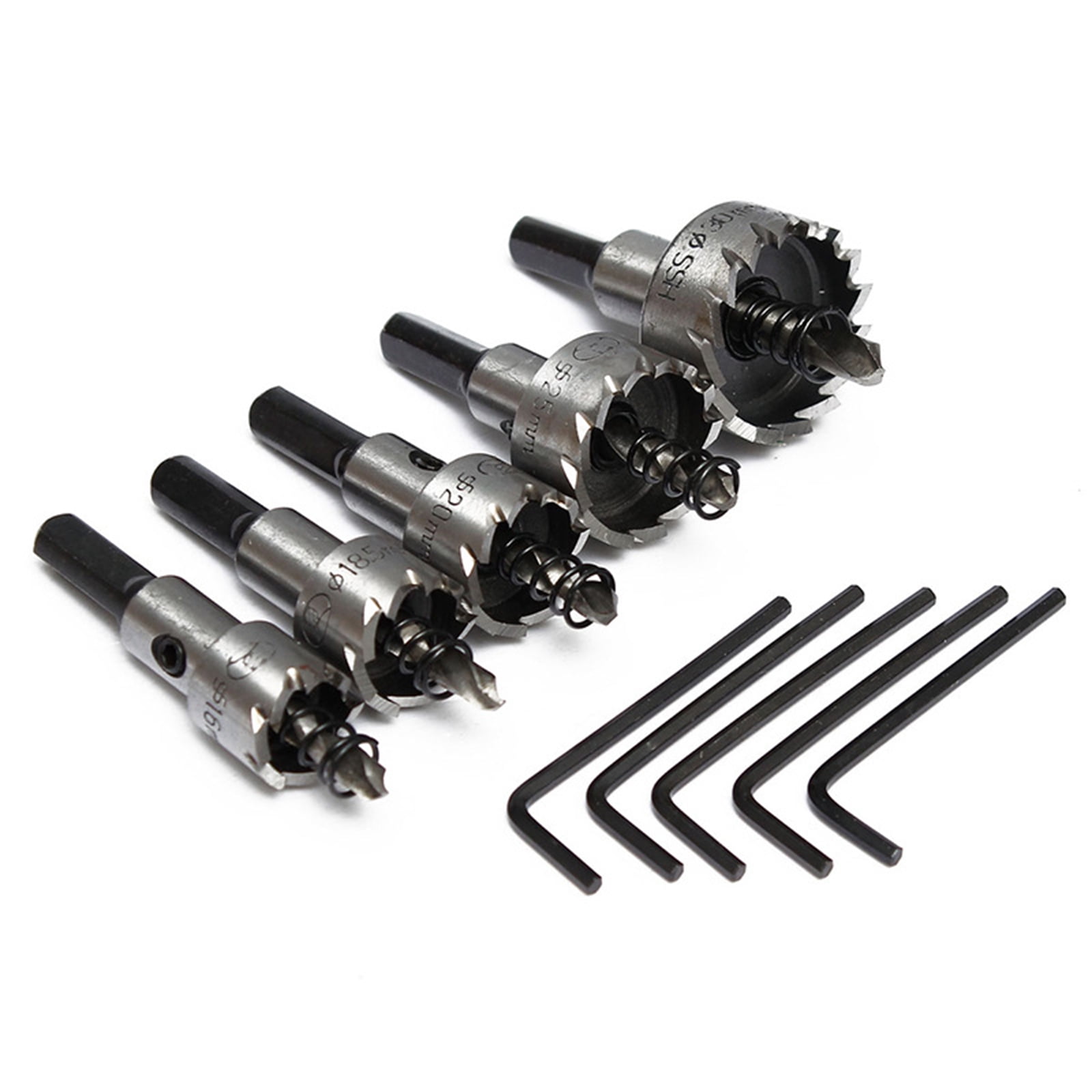 Hole Saw Set, 5Pcs Carbide Hole Saw Kit(16/18.5/20/25/30mm) HSS Drill Bit Hole Saw Set for Metal