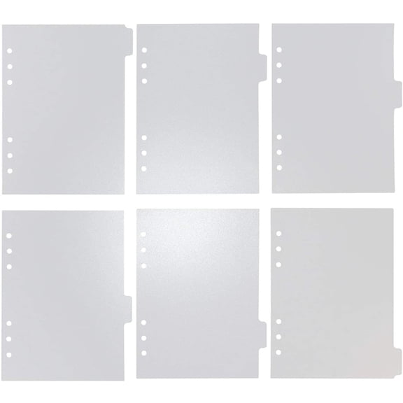 Holes Transparent PVC Binder Divider Pages with Tabs Clear Paper Sheet Index Dividers A5 Index Dividers for Notebook Journal Diary Planner Memo Notepad 6 Pieces Per Set