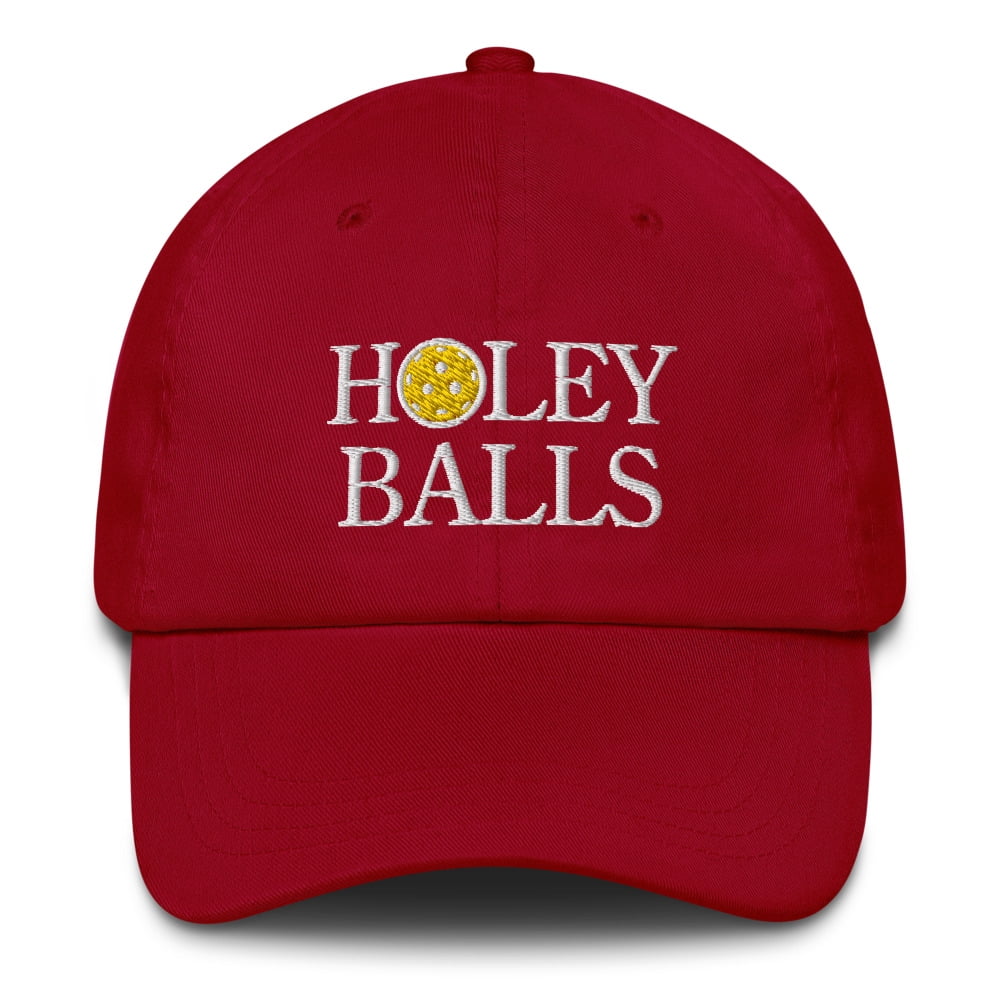 Holey Balls Pickleball Hat - Dad hat (Cranberry)
