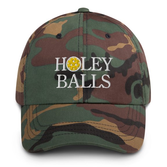 Holey Balls Pickleball Hat - Dad hat (Green Camo)