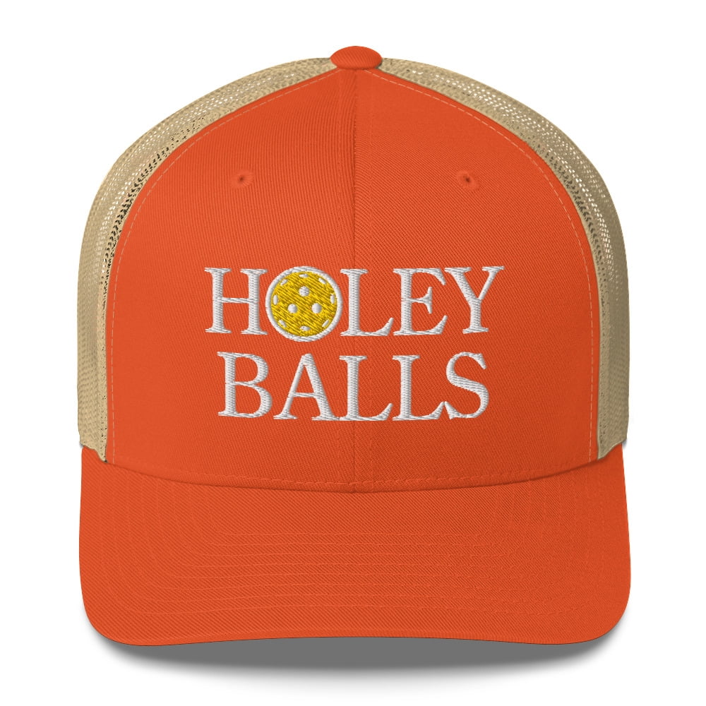 Holey Balls Pickleball Hat - Trucker Cap (Rustic Orange/ Khaki)