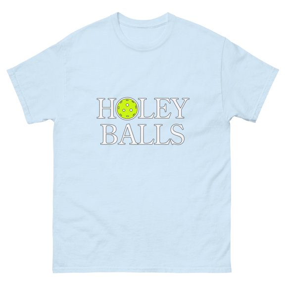 Holey Balls Pickleball T-Shirt - Men's classic tee (Light Blue, XL)
