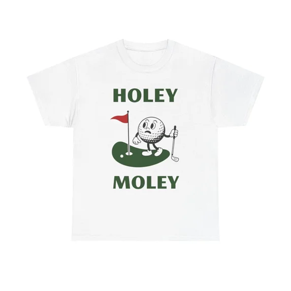 Holey Moley Golf Inspired Christmas Season Humor Print Unisex T-Shirt, up to size 5XL