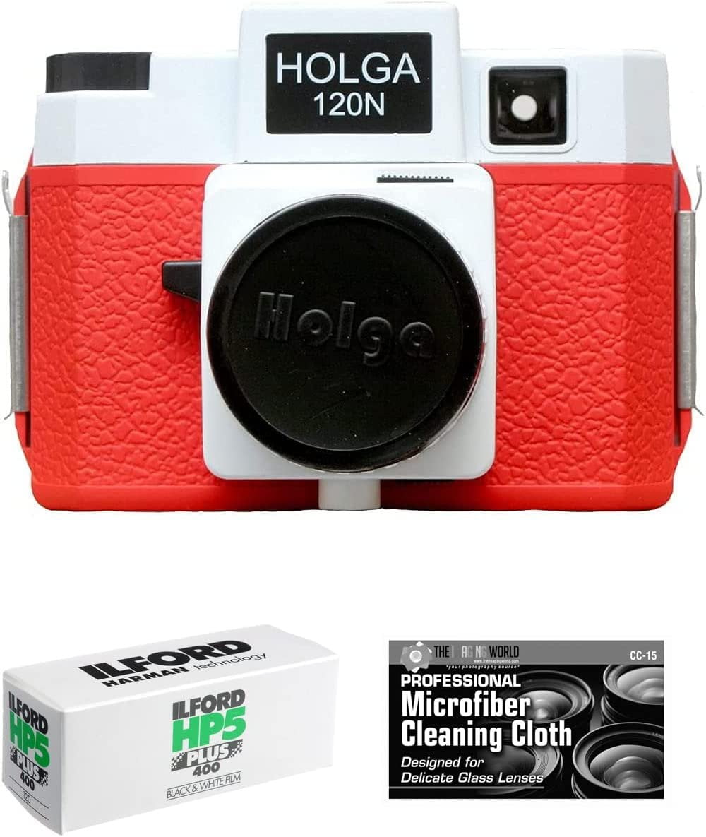 Holga 120N Medium Format Film Camera Red/White with Ilford HP5 120 Film