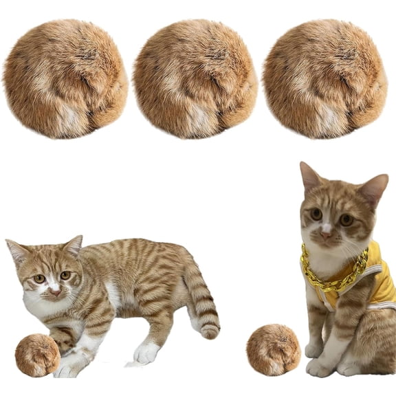 HoliHive 3PCS Soft Fluffy Rabbit Fur Catnip Balls Fake Fur Cat Toys for Indoor Cats, Washable & Fun to Chase, Perfect for Bunny Kicks, Exercise & Bonding