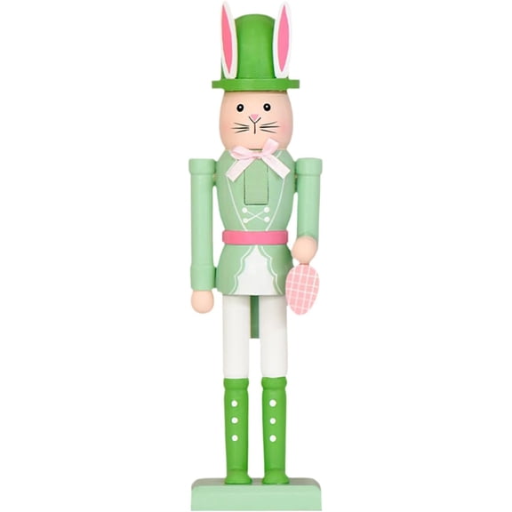 HoliHive Easter Nutcracker, 12 Inch Wooden Bunny Nutcracker Figures, Home Office Easter Decor, Spring Festival Party Gift