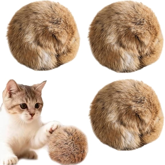 HoliHive Fake Rabbit Fur Ball Cat Toy, Soft Fluffy Catnip Toy Balls for Indoor Cats  Furry, Fun to Chase for Hunting Instinct Play & Interactive Bonding
