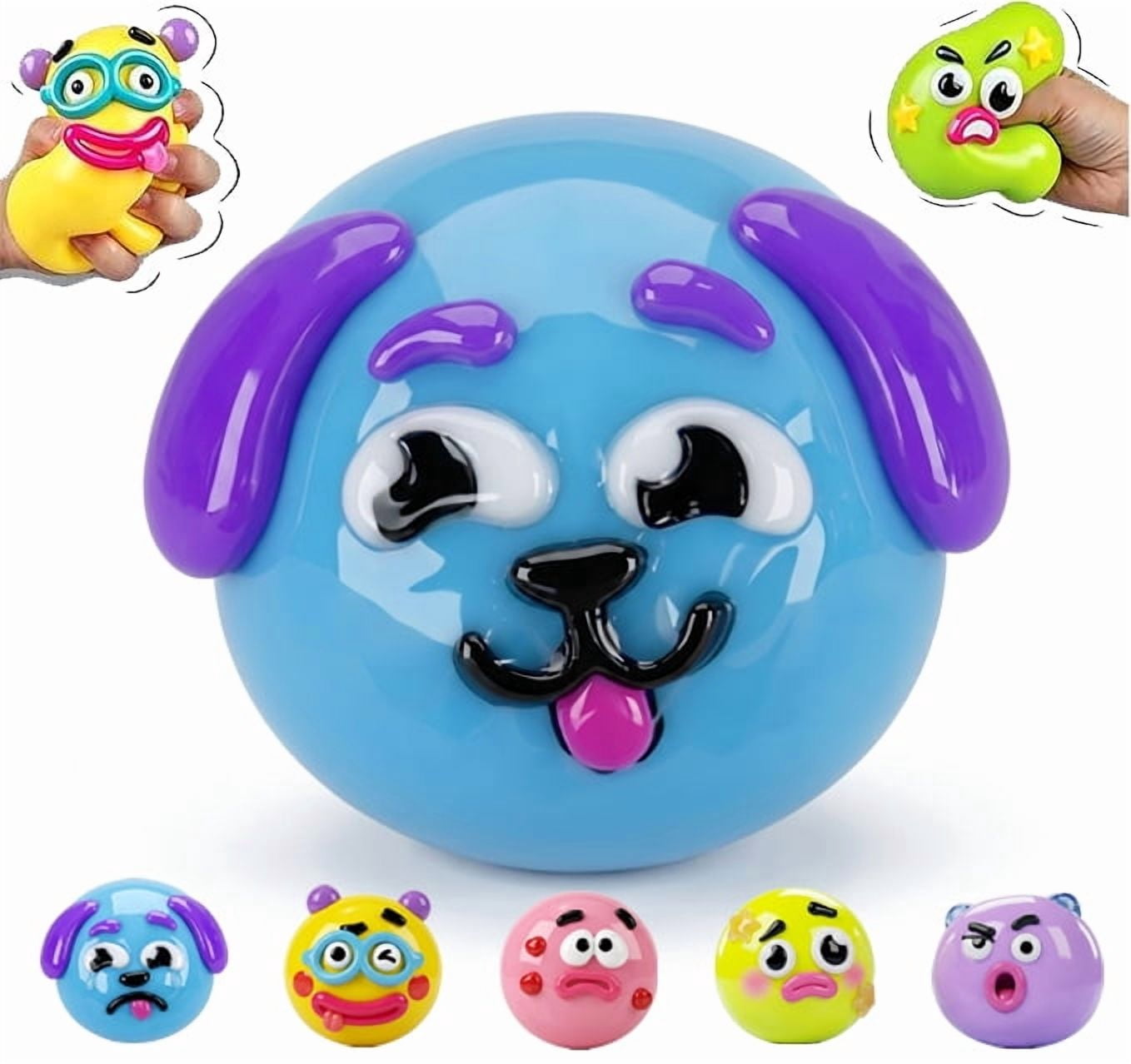 HoliHive New Smushers Squishy, Cute Easy Squeezy Funny Face Squishy Stress Balls, Stress Relief Desk Accessory for Adults